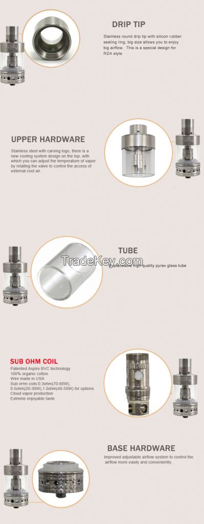 IN STOCK Authentic Aspire Atlantis 2.0 Atomizer Tank 3Ml Pyrex Glass Tube Adjustable Airflow Clearomizer with 0.3ohm Coil