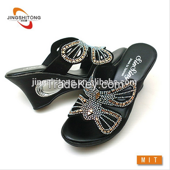 2015 Popular fashion Bowknot rhinestone woman slippers