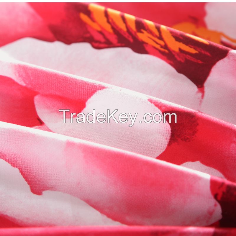 3D polyester microfiber disperse printing fabric with beautiful flower printed on it for bedding set