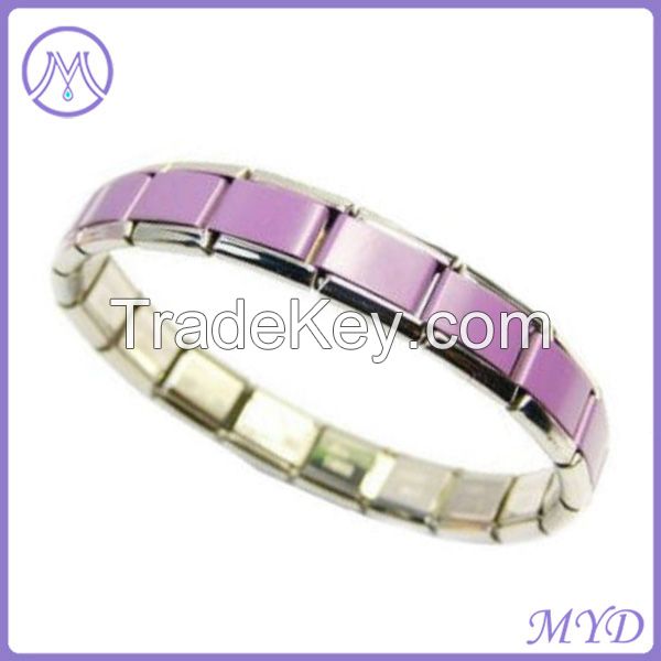 9mm classic size purple middle silver trim Italian nomination starter bracelet