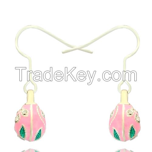 Fashion Jewelry Silver Faberge Enamel Egg dangle earring