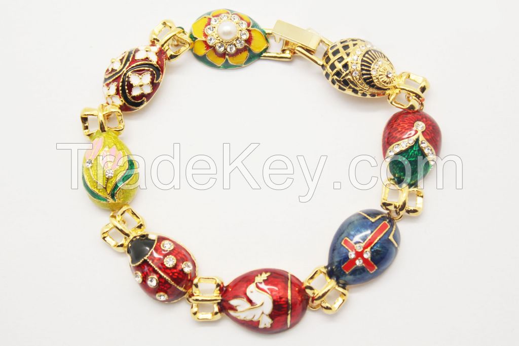 Personalized Fashion Jewelry enamel Easter Faberge egg bracelet for DIY