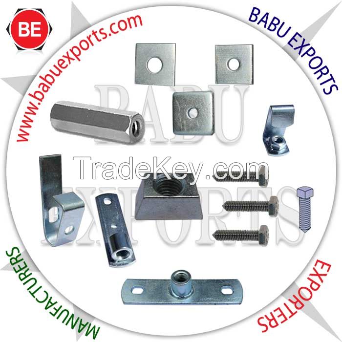 Channel nuts, channel brackets, threaded rods, coil rods, channel accessories and fasteners manufacturers exporters in India uk, usa, dubai, germany, italy
