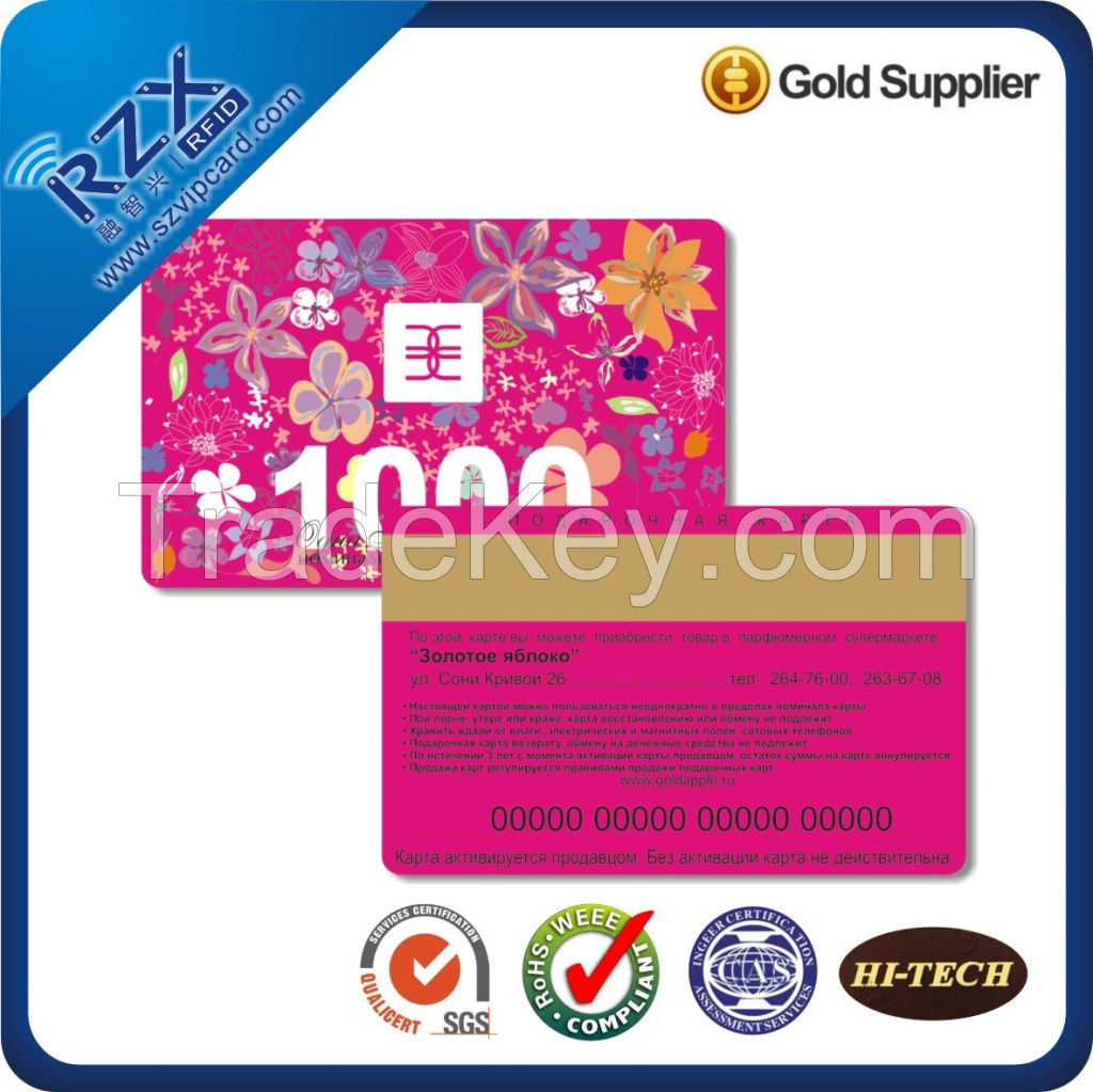 Custom printing credit card sized HiCo/ LoCo PVC magnetic stripe card