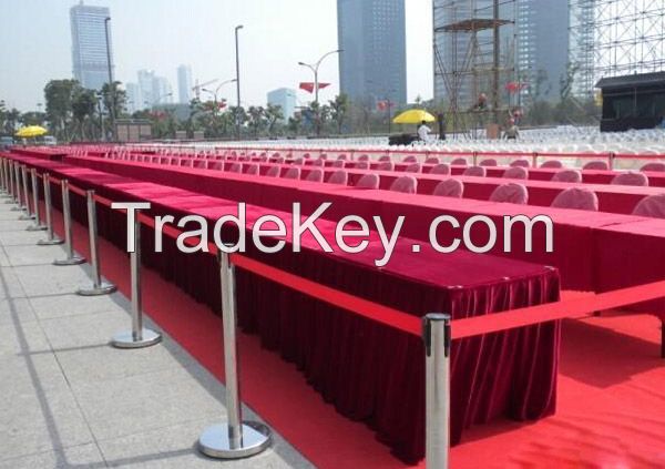 flat iron cast base Stainless Steel Belt barrier for Airport or railway