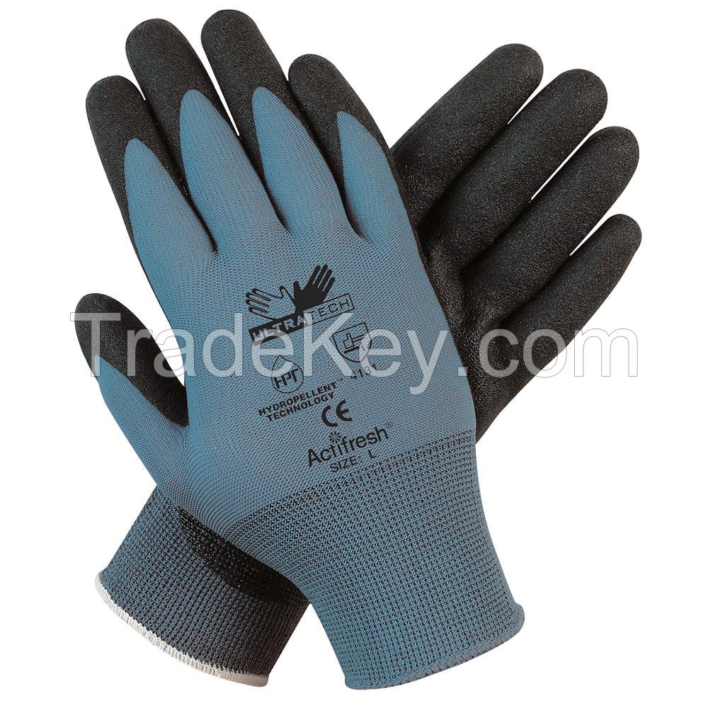 ULTRA-TECH 9699M Nylon Knit Glove M Black/Blue PR