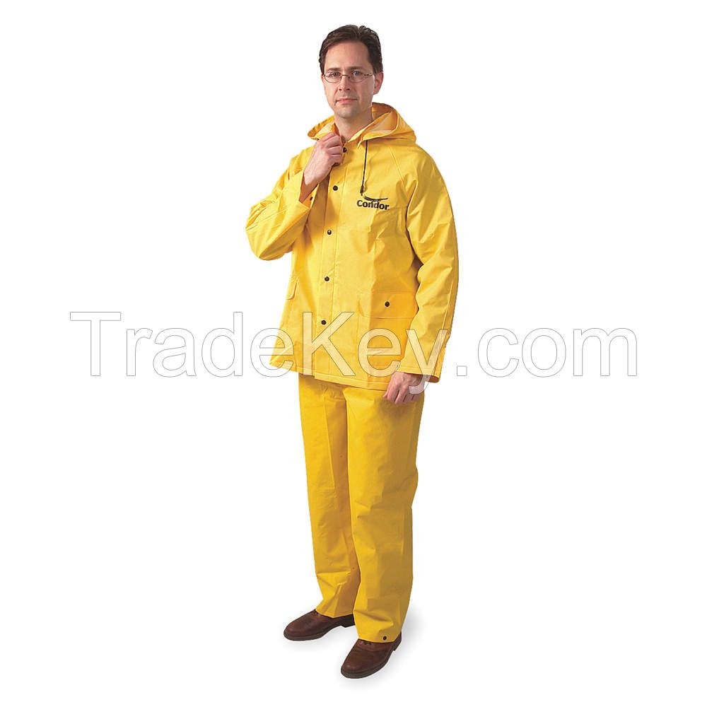 CONDOR 5T914 D2284 3 Piece Rainsuit w/Detach Hood Ylw XL