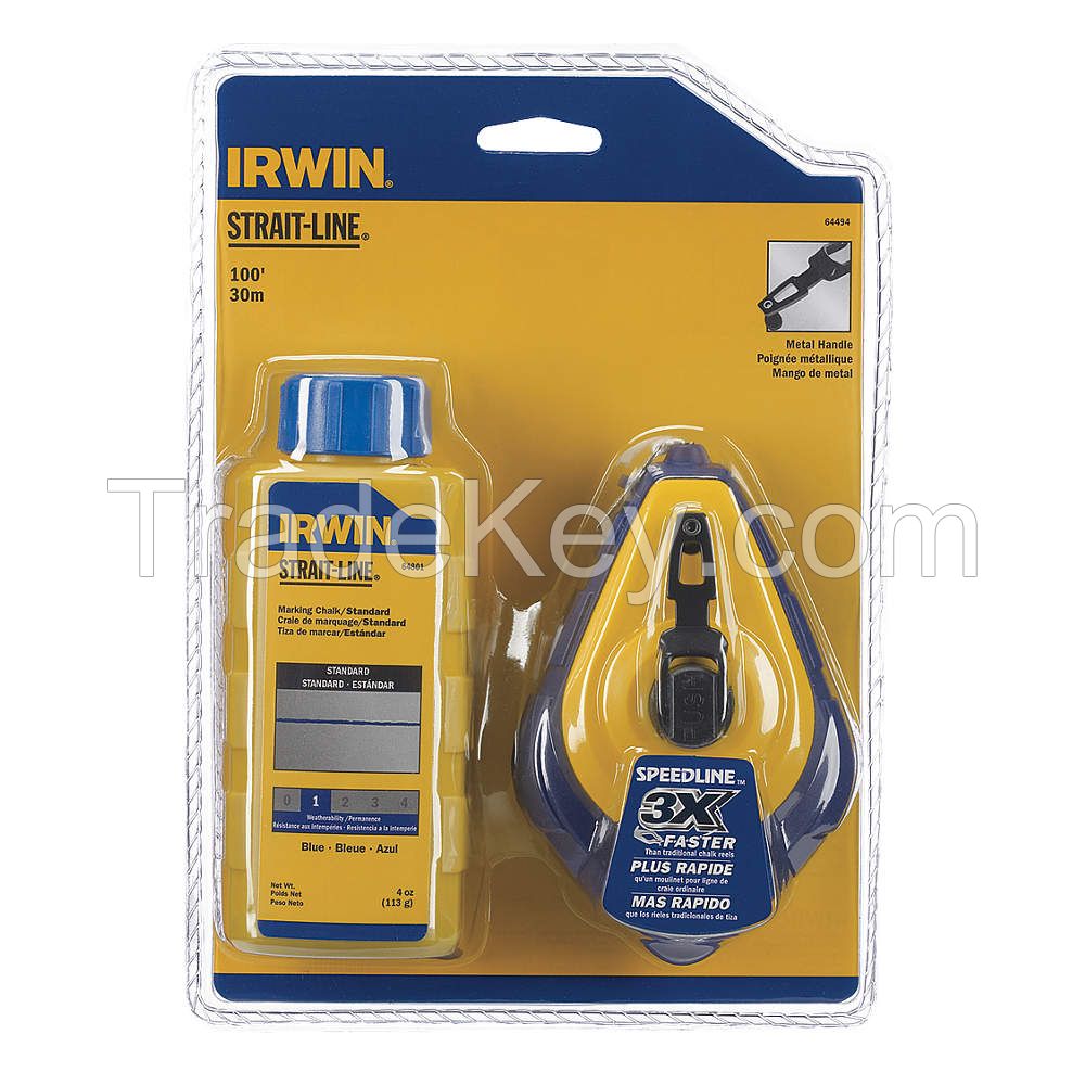 IRWIN STRAIT-LINE 64494 Chalk Line Reel w/Chalk 100 Ft 2 Oz