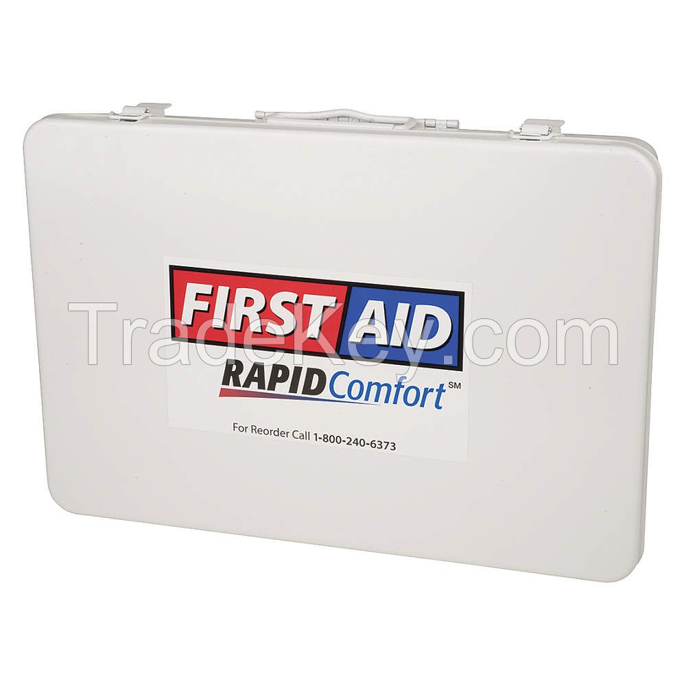 RAPID COMFORT 3JME6 First Aid Kit, Unitized, White, 21Pcs, 50Ppl