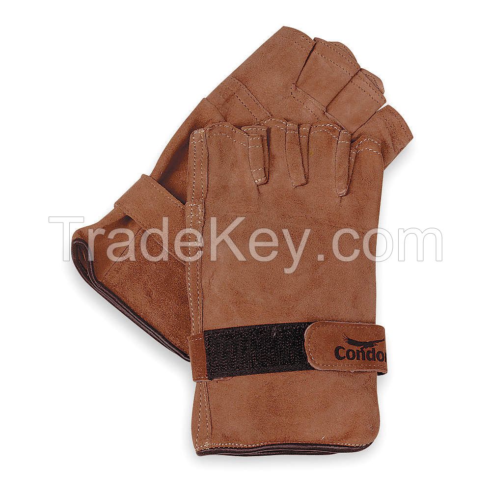 CONDOR 6JJ98  D1578 Leather Gloves Fingerless Brown M PR CONDOR 6JJ98