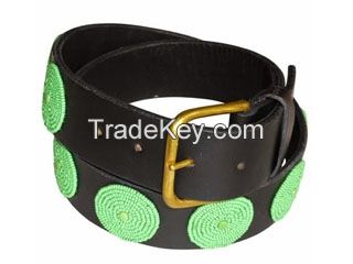 beaded leather belt