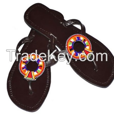 Beaded Leather Sandals