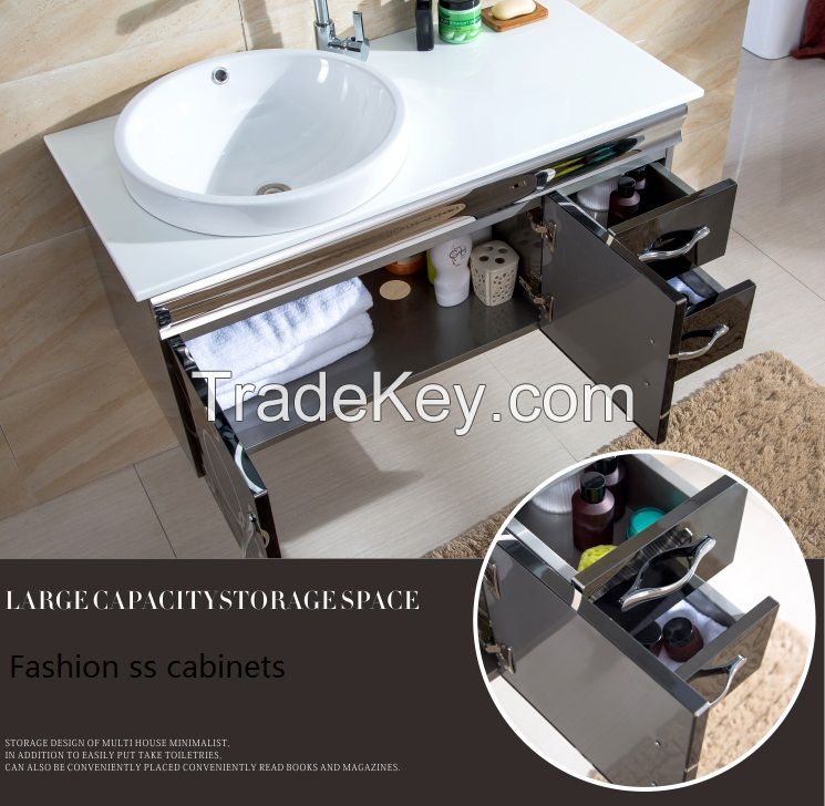 304 stainless steel bathroom vanity in three rings pattern modern fashtion style