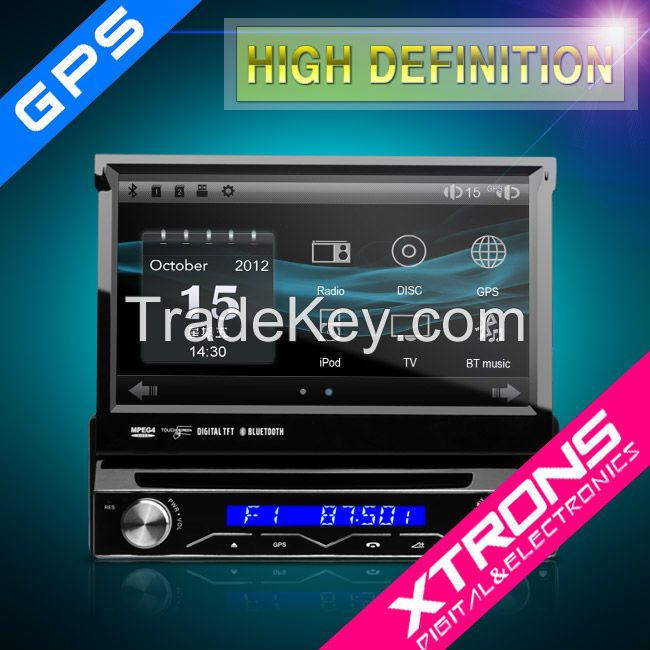 Single Din 7" Digital Screen auto dvd player with Bluetooth/ ipod/ SD/ USB/ DIVX/ TV/ face off
