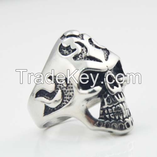 punk white Zircon cube eye Fashion Skull 