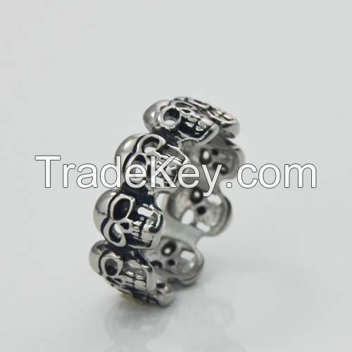 Titanium Stainless steel punk white Fashion Skull Biker Ring Jewelry