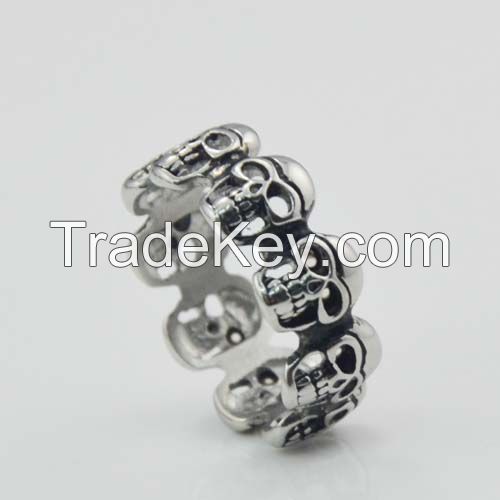 Titanium Stainless steel punk white Fashion Skull Biker Ring Jewelry