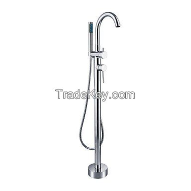 Floor Standing Bathroom Brass Shower Set- Chrome Finish