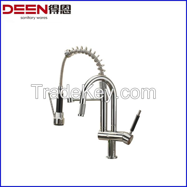 Brass Single Handle Pull Out Kitchen Faucet Mixer
