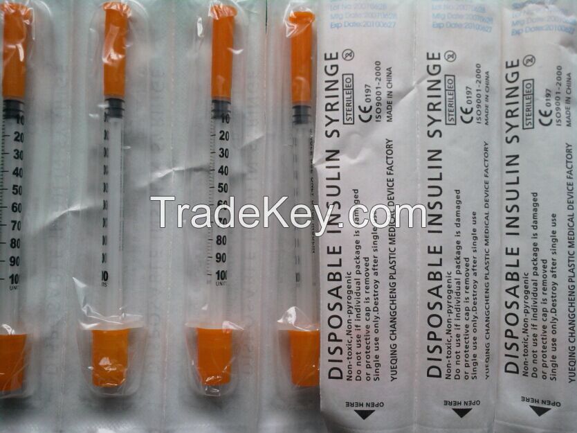 0.3ml UV glued  Disposable Insulin Syringes CE/ISO Approved with 26G-31G needle