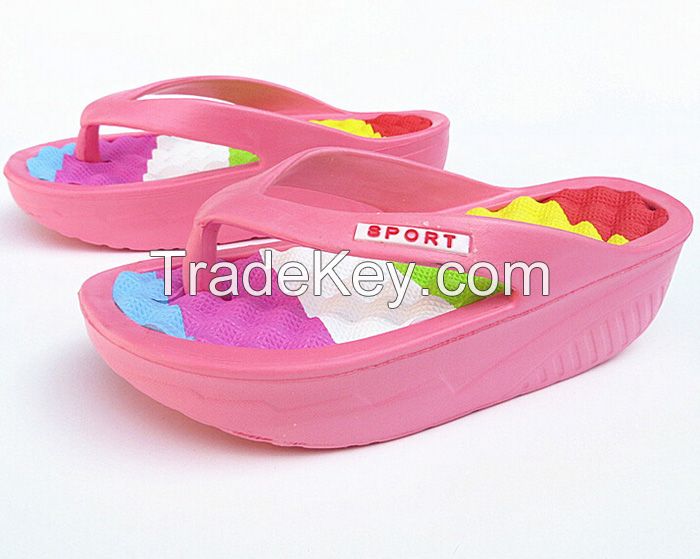 colorful ladies high heel slippers fashion rainbow eva flip flop for women