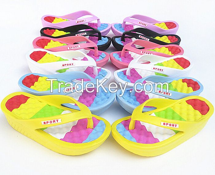 colorful ladies high heel slippers fashion rainbow eva flip flop for women