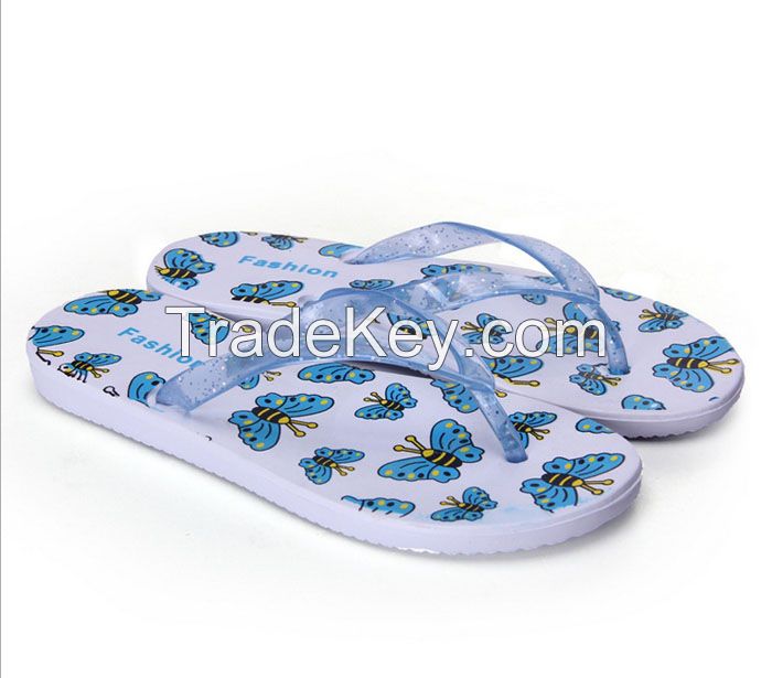 women butterfly flat flip flops summer beach slippers