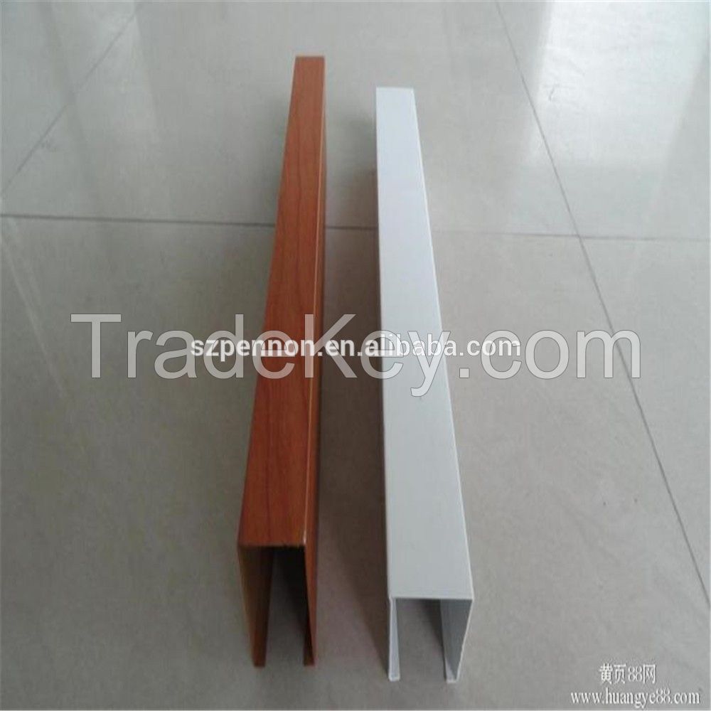 Wood Grain Baffle Suspended Ceiling Metal Square Tubeline Ceiling