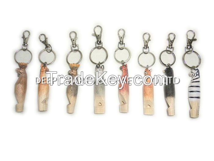 2015 hot sale whistle wooden key chain decorative utility item