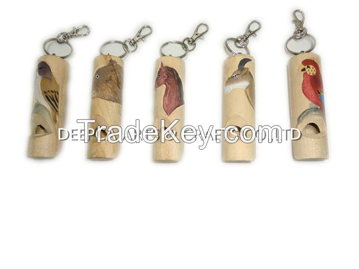 2015 hot sale whistle wooden key chain decorative utility item