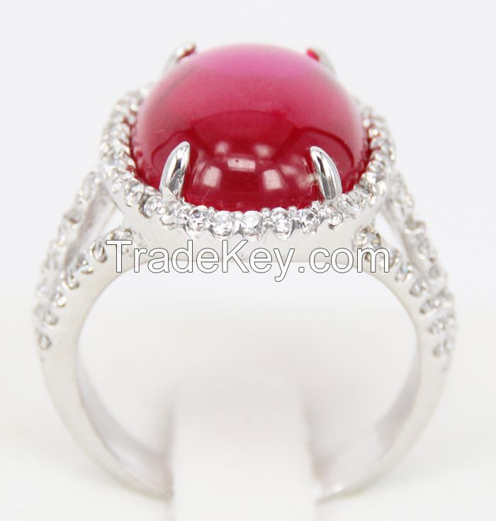 2015 New Style 925 sterling silver rings Red corundum