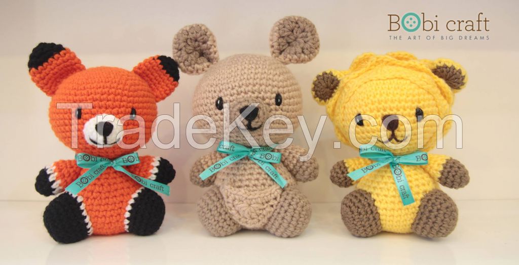 Animals Soft Wool Handmade Plush Toys, Hand Knitted Crochet Toys Gifts For Children , Decoration