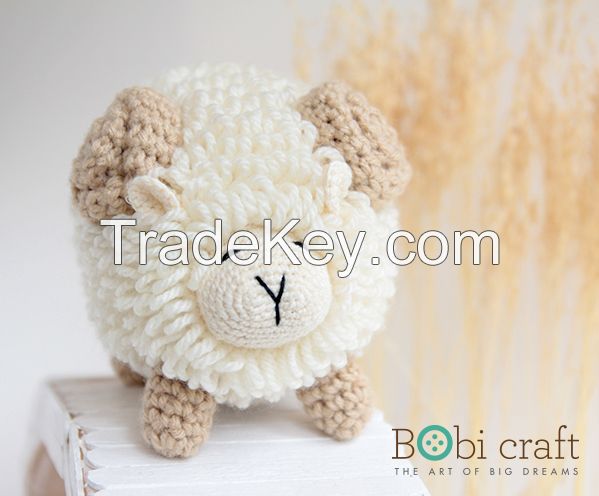 Ms. Shallis The Sheep - Soft Wool Handmade Plush Toys, Hand Knitted Crochet Toys Gifts For Children