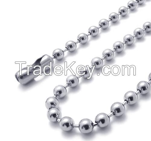 Wholesale 316L stainless steel silver color necklace ball beads chain for pendants men women jewelry accessories