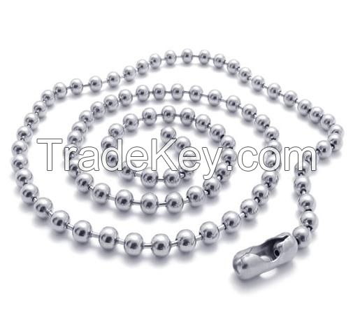 Wholesale 316L stainless steel silver color necklace ball beads chain for pendants men women jewelry accessories