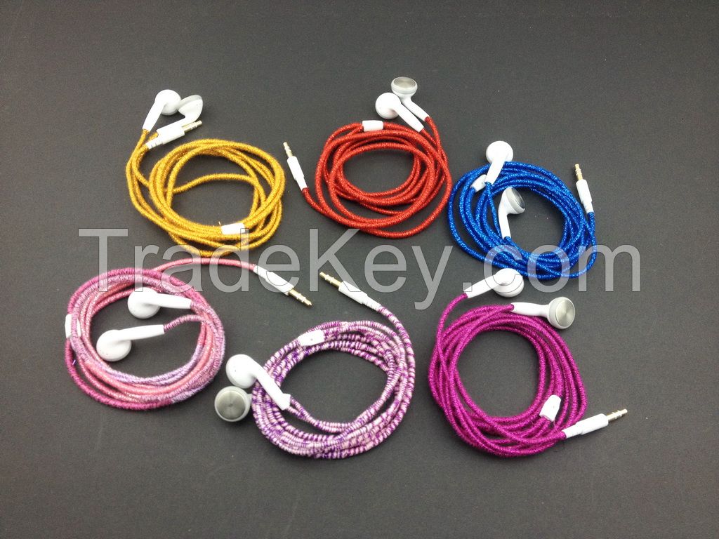 2015CBRL Paragraph-blasting Thread jamboo in-ear earphones with silver gold red green blue white purple