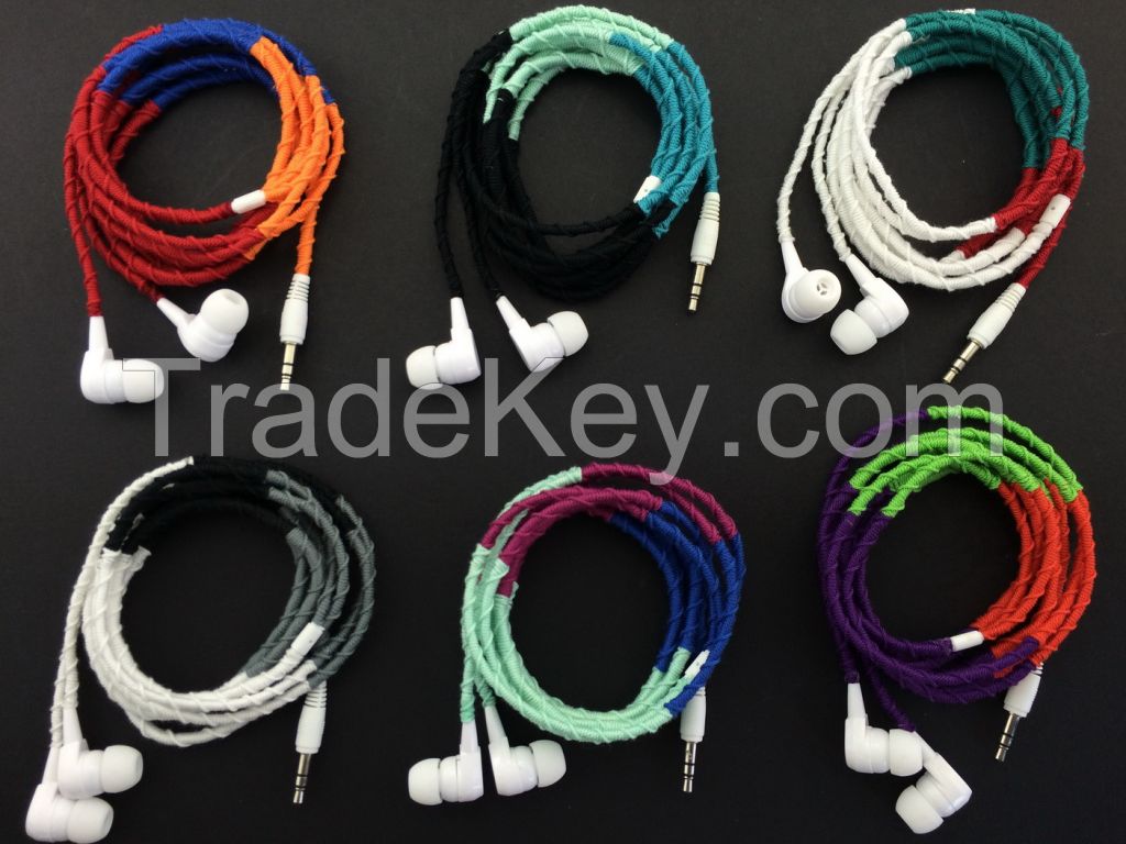 2015 sell hot Jamboo thread earphones with red yellow pink white bule urizons fashion in-ear earphones exquisite gift earphones