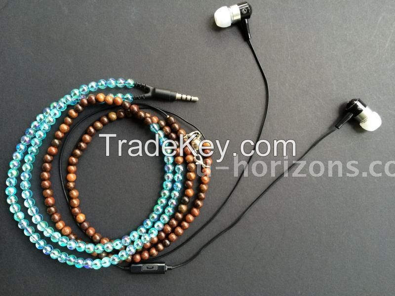 For Samsung iphone Necklace Headphone 3.5mm In-Ear Jewelry Earphone headphones with microphone