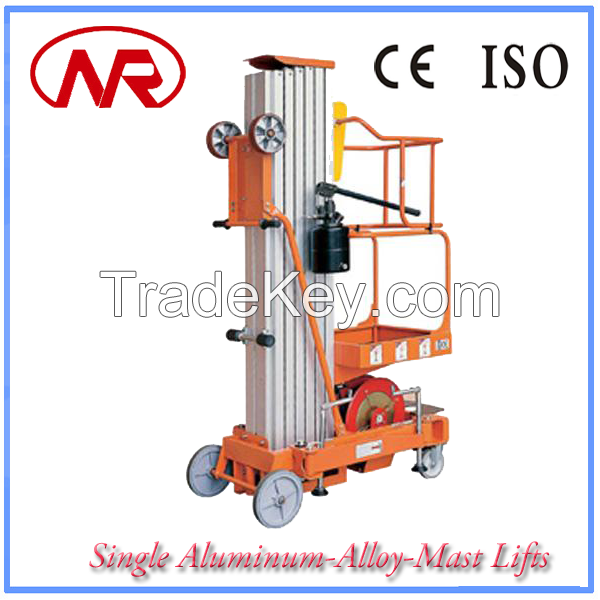 High working capacity easily operated double aluminum-alloy-mast lifts hydraulic scissor lifts