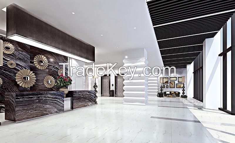 White marble crystallized glass non slip acid resistant polished porcelain wall and floor tiles