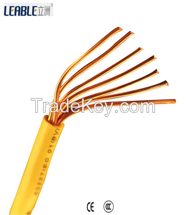PVC insulated single core BV copper wire electric cable