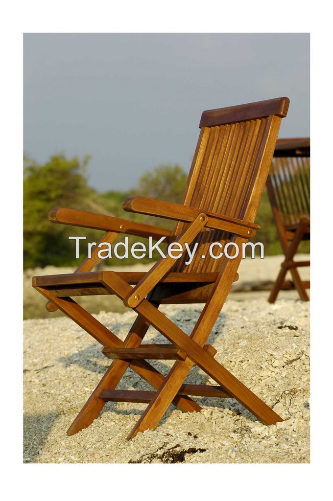 Folding Chair with Arms-Garden Furniture-Wood-All measures possible