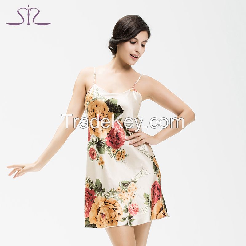 2015 Top Sale Summer Night Shirt Of Women Nightgown For Home Suit Satin Silk Chemise Home Clothing For Sleep