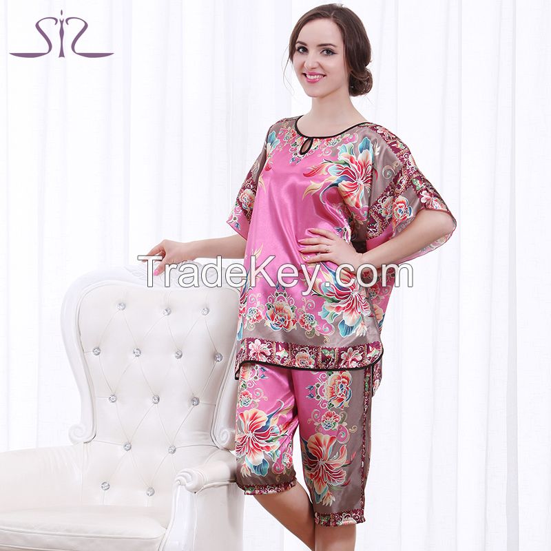 Top Promotion Summer Silk Women Pyjamas Of Sleep Tops Satin Lace Sexy Women's Bathrobe For Home Clothing