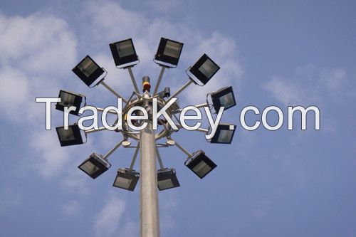 high mast light with raising and lowering system 