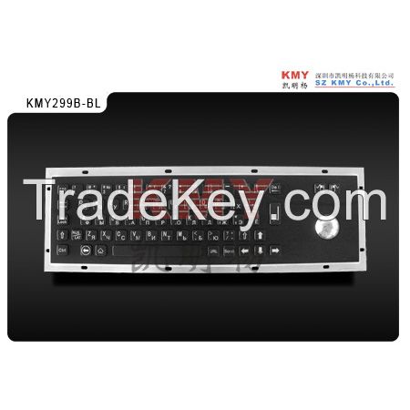IP65 Metal Keyboard Kiosk Keyboard with Trackball in black color (KMY299B-BL)