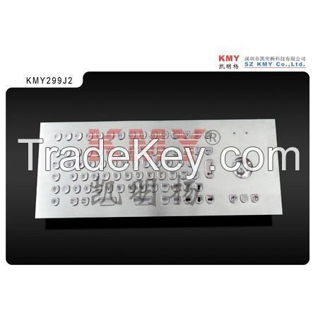 "U" Shape IP65 Ik07 Kiosk Metal Keyboard with Trackball KMY299J-2