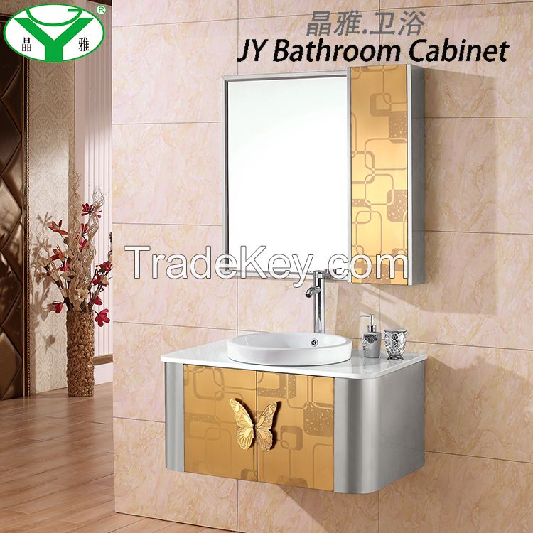 304 Stainless Steel Bathroom Cabinets Manufactuers Gloden Color A-030 Guangdong Foshan China Factory