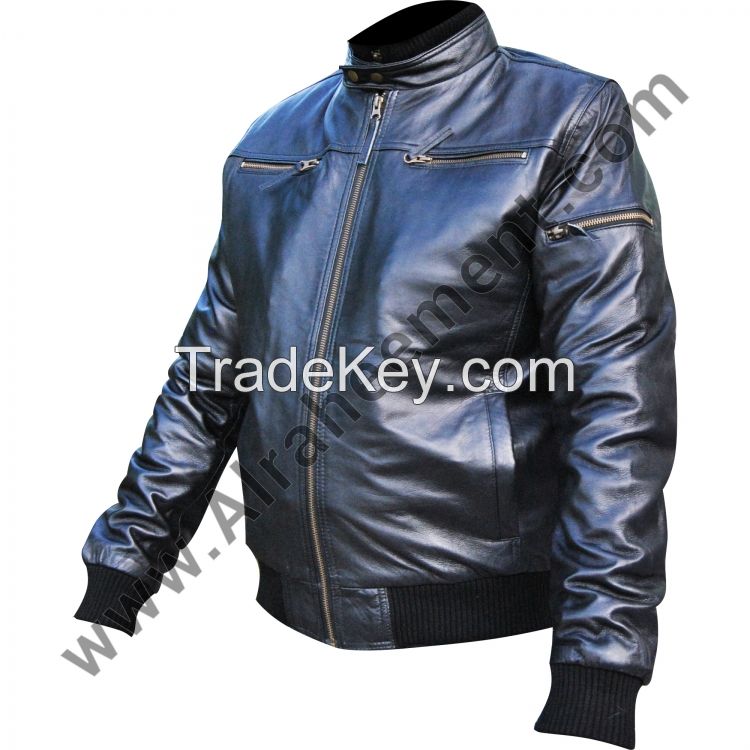 Black Mens Leather Fashion Jacket