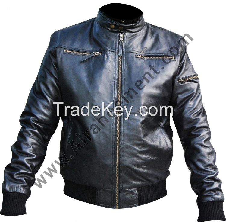 Black Mens Leather Fashion Jacket